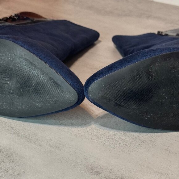 Navy Suede & Patent Bellini Boots - Picture 6 of 6